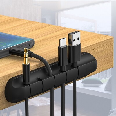 Органайзер за кабели Силиконова поддръжка Micro USB Type-C Кабел Органайзер за бюро Държач за мишка Клавиатура Слушалки Органайзер за кабел