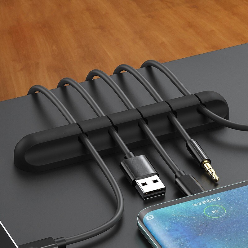 Органайзер за кабели Силиконова поддръжка Micro USB Type-C Кабел Органайзер за бюро Държач за мишка Клавиатура Слушалки Органайзер за кабел
