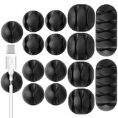 Szilikon USB kábeltekercselő kábelrendező asztali Tidy Management Clips kábeltartó egér billentyűzethez fülhallgató vezetékes rendszerező