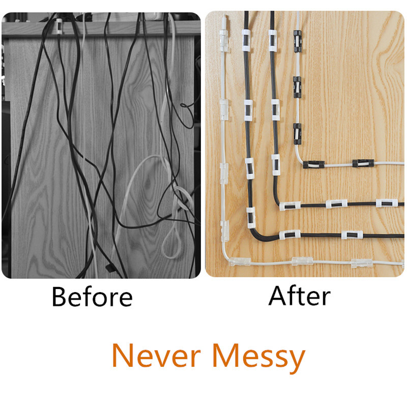 Органайзер за USB кабели Самозалепващи се щипки за кабели Устройство за навиване на кабели за настолен компютър Щипки за управление на кабели Държач за кабел Стенен Щипка за управление на проводници