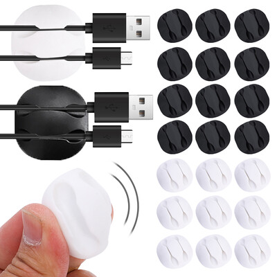 Cable Clips Cord Organizers Holder Self-adhesive Silicone Desk Winder Cable Management Wire Winder Earphone Mouse Organizer