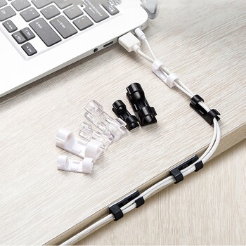 Cable Organizer Αυτοκόλλητα κλιπ καλωδίων USB Line Data Winder Desktop Cable Management Clips Βάση καλωδίου Wall Wire Manager Κλιπ