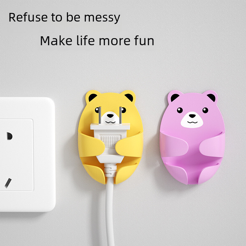 Bear Hug Фиксация на щепсела без пробиване за стена в кухнята, хола, здрави лепилни куки без следи Bear Socket Органайзер за кабели