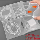 5/1 db matt átlátszó töltőkábel védő tárolótáskák műanyag csomagolás védhető kábelrendező tok, újrafelhasználható tasakok