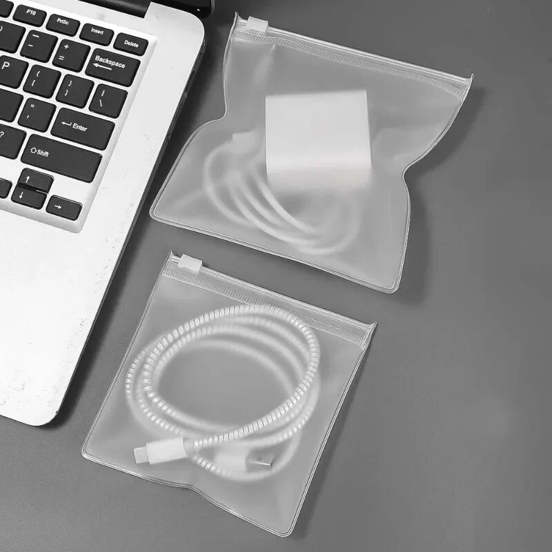 5/1 бр. Матов прозрачен кабел за зарядно устройство Защитни чанти за съхранение Пластмасова опаковка Преносим калъф за органайзер за кабели Торбички за многократна употреба
