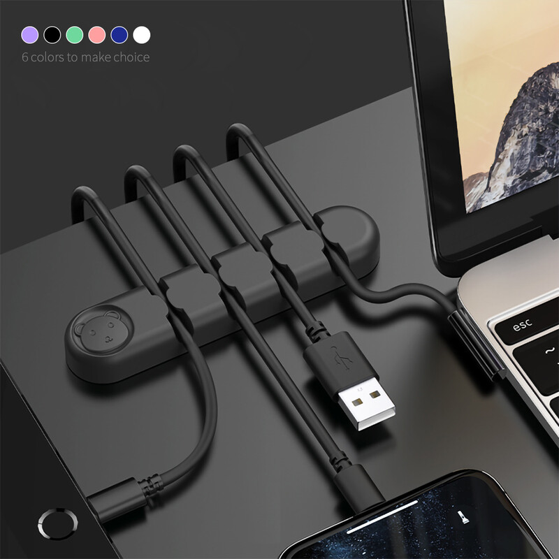 Настолен силиконов кабелен мениджър за данни Кабел за навиване Държач за кабел за зареждане Слушалки Мишка Тел Офис Нощен органайзер Аранжировка