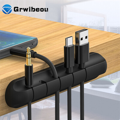 Силиконов органайзер за USB кабели Cable Winder Desktop Tidy Management Clips Cable Holder for xiaomi Mouse Headphone Wire Organizer