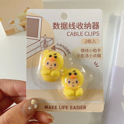 2db Kawaii Cartoon kábelrendező aranyos USB töltő adatvonal vezetékes fali horgok kábeltartó fülhallgató kábeltekercselő asztali rendszerező