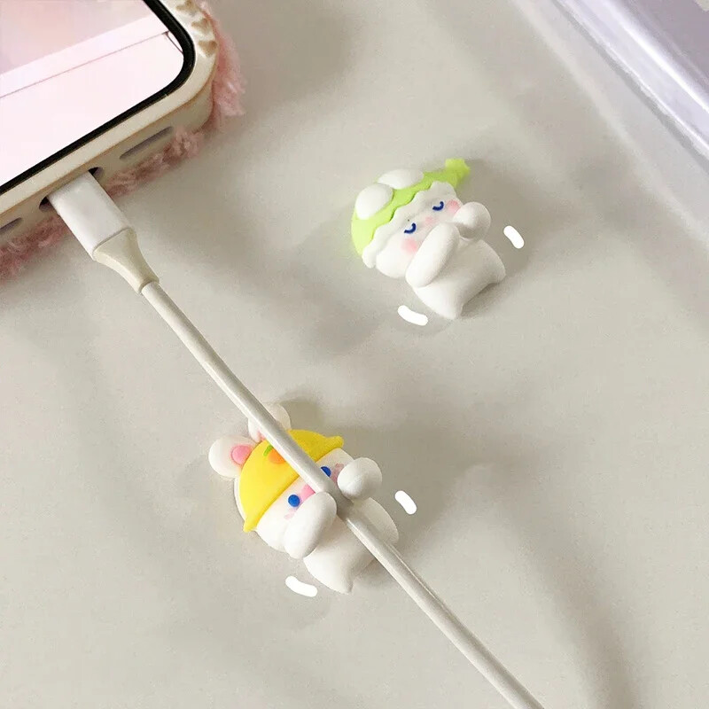 2бр. Kawaii Карикатура Органайзер за кабели Сладко USB зарядно Линия за данни Тел Стенни куки Държач за кабел Навиване на кабел за слушалки Органайзер за бюро