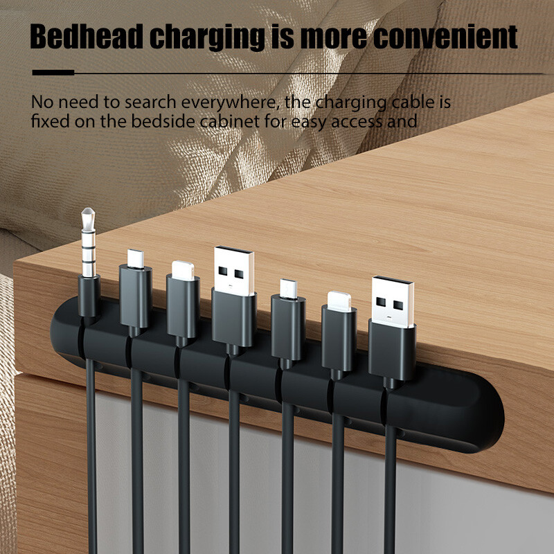 7 в 1 Органайзер за кабели Управление на кабела Държач Гъвкав USB навивач на кабел Подредени силиконови щипки за мишка Клавиатура Слушалки