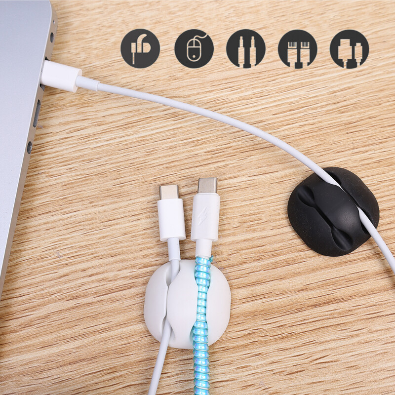 Silikonske kopče za kabele s 2 rupe Organizator Ljepljivi držači kabela Upravljanje za organiziranje linije kabelskih žica u stolu automobila u kućnom uredu