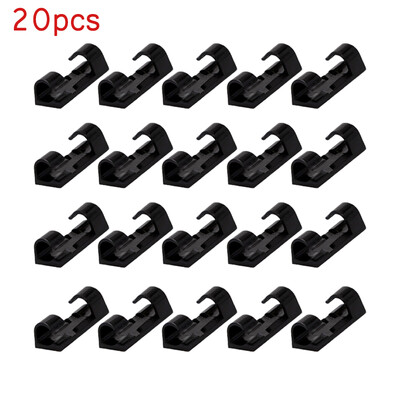 100/20db Kábelrendező kapcsok Öntapadó drótbilincs kábeltartó asztali vezetékkezelő USB töltő adatvonal tekercselő