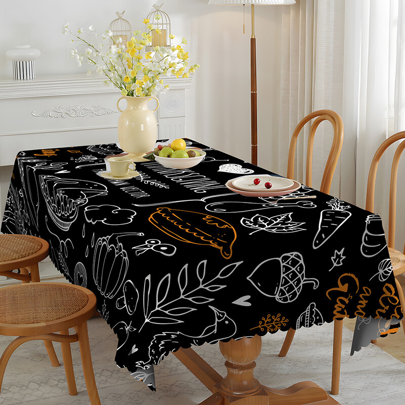 Prekogranična jesen Dan zahvalnosti Bundeva Maple Leaf Blagdanska dekoracija Home Decor Tkanina Pravokutnik s otisnutim vodootpornim stolnjakom