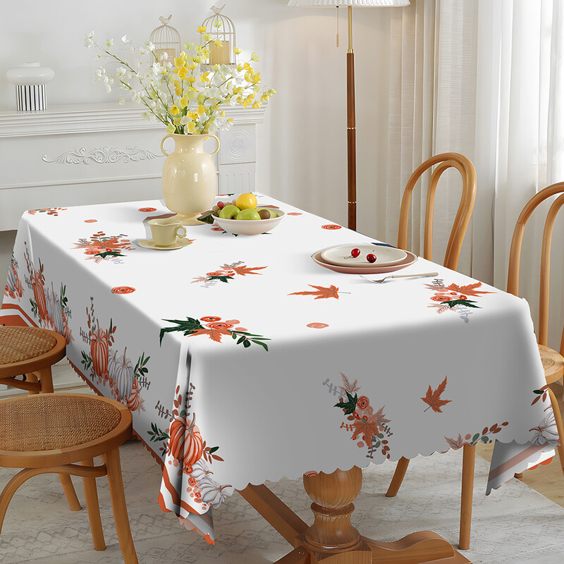 Prekogranična jesen Dan zahvalnosti Bundeva Maple Leaf Blagdanska dekoracija Home Decor Tkanina Pravokutnik s otisnutim vodootpornim stolnjakom