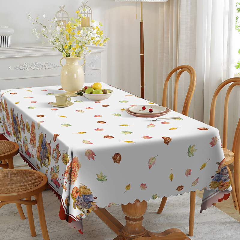 Prekogranična jesen Dan zahvalnosti Bundeva Maple Leaf Blagdanska dekoracija Home Decor Tkanina Pravokutnik s otisnutim vodootpornim stolnjakom