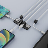 Mágneses kábeltekercselő ragasztó szilikon USB kábelrögzítő rendező egyszínű kábeltartó vezetékes töltőcsipesz asztali irodához