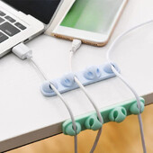 Viedais kabeļa turētājs Silikona elastīgais kabeļa uztīšanas vadu organizatora turētāja vada vadības klips USB austiņu tīkla kabelim