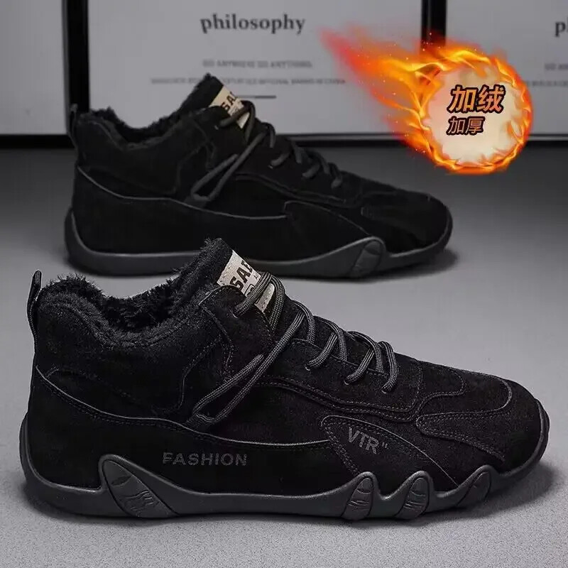 Klasične retro muške cipele, zimske plišane, tople, udobne pamučne cipele, trend, planinarenje na otvorenom, posao, sportske ležerne cipele2024