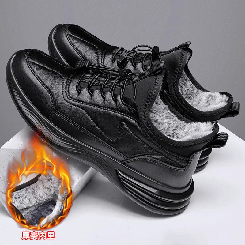 Ravne muške tople čizme za snijeg Zimske modne muške pamučne cipele Crne tople ležerne cipele za muškarce Ležerne udobne plišane tenisice