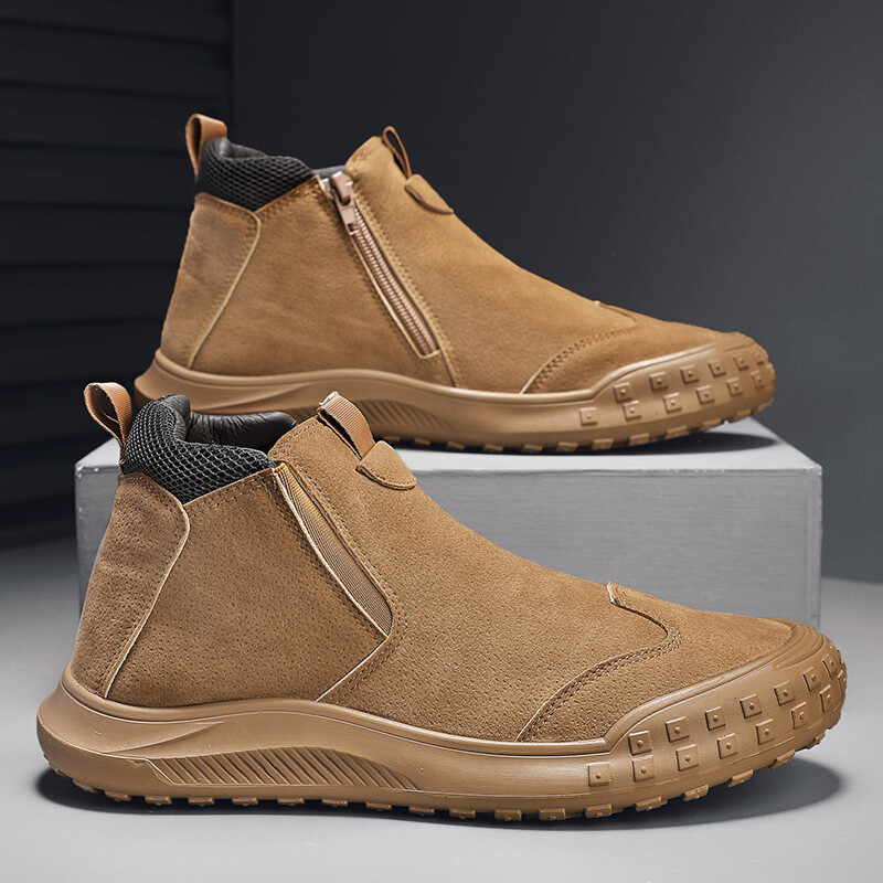 Zimske tople plišane muške čizme za snijeg vodootporne kožne čizme muške mekane potplate gležnjače neklizajuće muške zimske cipele kratke čizme
