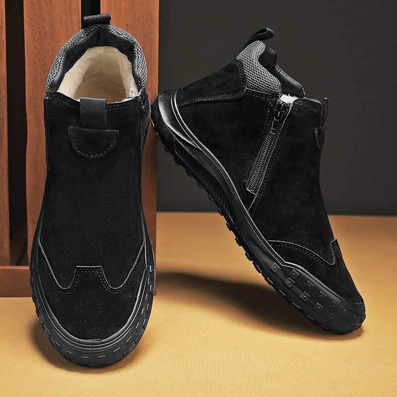 Zimske tople plišane muške čizme za snijeg vodootporne kožne čizme muške mekane potplate gležnjače neklizajuće muške zimske cipele kratke čizme