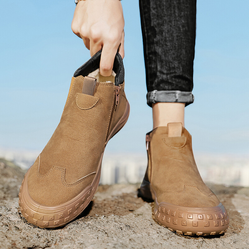 Zimske tople plišane muške čizme za snijeg vodootporne kožne čizme muške mekane potplate gležnjače neklizajuće muške zimske cipele kratke čizme