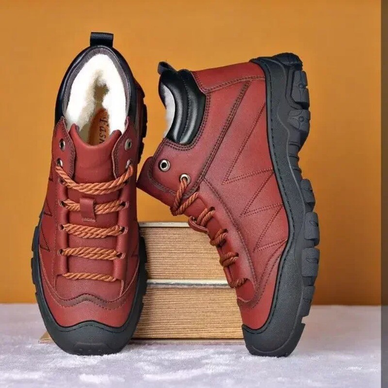 Pamučne cipele, muške, zimske, plišane, tople, visoke, mekane kožne potplate, vodootporne ležerne čizme za snijeg, udobne za putovanja 2024.
