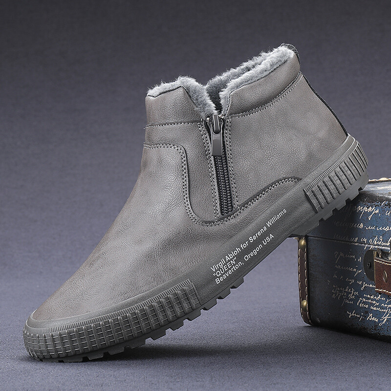 Muške zimske tople kožne čizme Topli pliš iznutra Visoke cipele Ležerne cipele Održavaju toplinu Debelo krzno Muške gležnjače s platformom