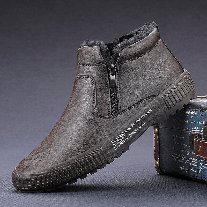 Muške zimske tople kožne čizme Topli pliš iznutra Visoke cipele Ležerne cipele Održavaju toplinu Debelo krzno Muške gležnjače s platformom