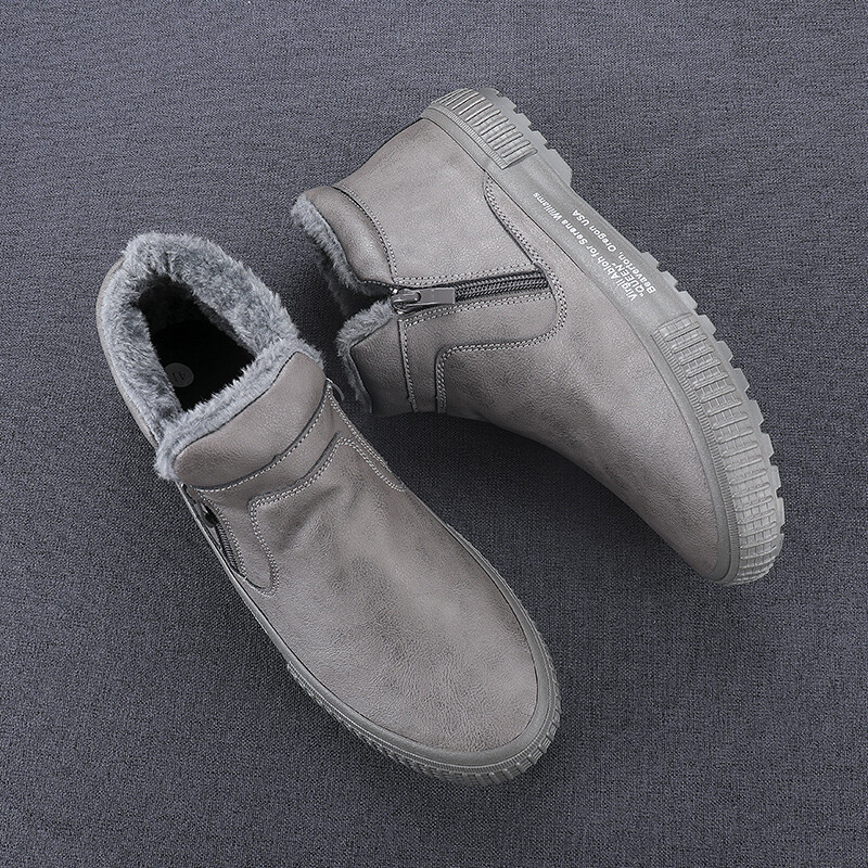 Muške zimske tople kožne čizme Topli pliš iznutra Visoke cipele Ležerne cipele Održavaju toplinu Debelo krzno Muške gležnjače s platformom