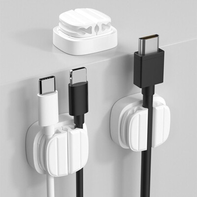 1/3 gab. Pašlīmējošs kabeļu organizētājs 3 sloti galddatora USB datu vadu uztvērējs Tidy Management Organizer Uzlādes kabeļa skavas
