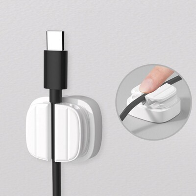 1/3 gab. Pašlīmējošs kabeļu organizētājs 3 sloti galddatora USB datu vadu uztvērējs Tidy Management Organizer Uzlādes kabeļa skavas
