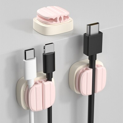1/3 gab. Pašlīmējošs kabeļu organizētājs 3 sloti galddatora USB datu vadu uztvērējs Tidy Management Organizer Uzlādes kabeļa skavas