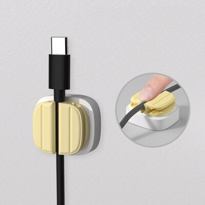 1/3 gab. Pašlīmējošs kabeļu organizētājs 3 sloti galddatora USB datu vadu uztvērējs Tidy Management Organizer Uzlādes kabeļa skavas
