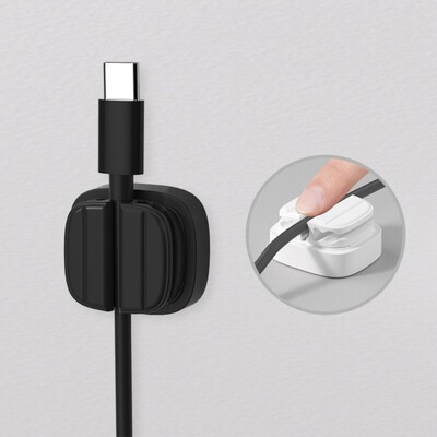 1/3 gab. Pašlīmējošs kabeļu organizētājs 3 sloti galddatora USB datu vadu uztvērējs Tidy Management Organizer Uzlādes kabeļa skavas
