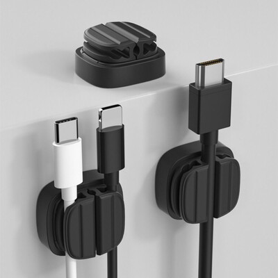 1/3 gab. Pašlīmējošs kabeļu organizētājs 3 sloti galddatora USB datu vadu uztvērējs Tidy Management Organizer Uzlādes kabeļa skavas