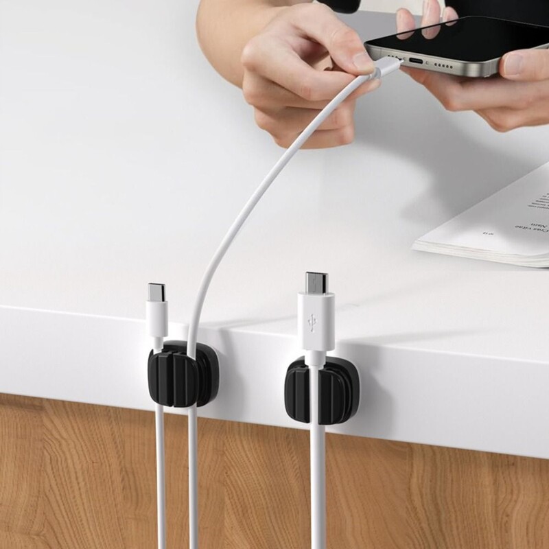 1/3kom Samoljepljivi organizator kabela 3 utora Desktop USB Data Wire Motač Tidy Management Organizator Stezaljke kabela za punjenje