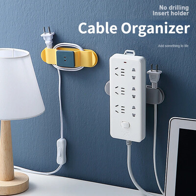 1Pc Wall Mounted Wire Storage Rack Multifunctional USB Cable Winder Chic Wire Organizer Home Decoration