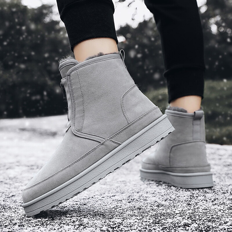 Zimske muške cipele Tople krznene čizme za snijeg Vodootporne antilop krznene kožne gležnjače Chelsea čizme Muške pahuljaste plišane cipele Vanjska obuća