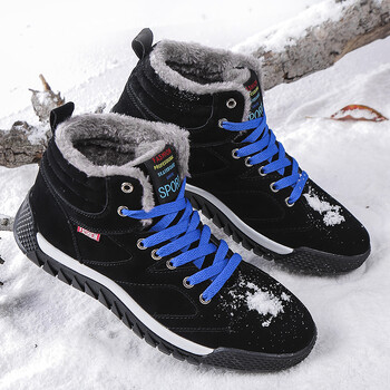 Super Warm Winter ανδρικές μπότες με γούνα Plus μέγεθος 39-46 Snow Boots Ανδρικά παπούτσια Fashion Color Blocking Ankle Boots Χειμερινά παπούτσια