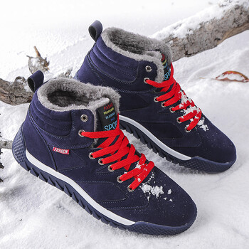 Super Warm Winter ανδρικές μπότες με γούνα Plus μέγεθος 39-46 Snow Boots Ανδρικά παπούτσια Fashion Color Blocking Ankle Boots Χειμερινά παπούτσια