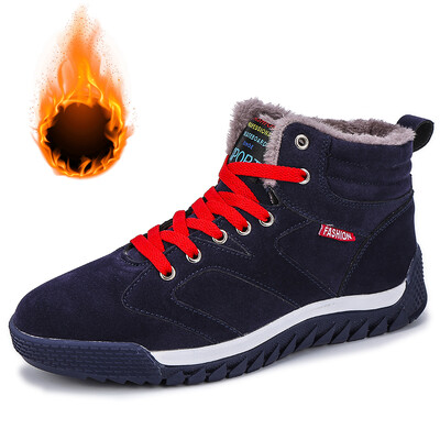 Super Warm Winter ανδρικές μπότες με γούνα Plus μέγεθος 39-46 Snow Boots Ανδρικά παπούτσια Fashion Color Blocking Ankle Boots Χειμερινά παπούτσια