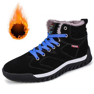 Super Warm Winter ανδρικές μπότες με γούνα Plus μέγεθος 39-46 Snow Boots Ανδρικά παπούτσια Fashion Color Blocking Ankle Boots Χειμερινά παπούτσια