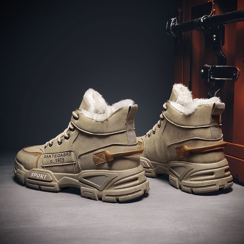 Visoke kaki cipele za muškarce Penjačke čizme Muške krznene čizme do gležnja Tople zimske plišane tenisice Luksuzna marka 2023.
