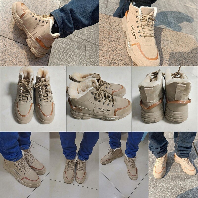 Visoke kaki cipele za muškarce Penjačke čizme Muške krznene čizme do gležnja Tople zimske plišane tenisice Luksuzna marka 2023.