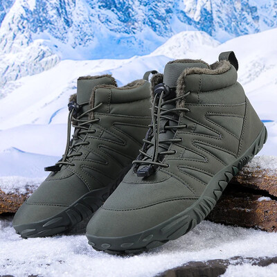 Χειμερινά μποτάκια 2024 Ανδρικά παπούτσια Snow Barefoot Casual Παπούτσια εξωτερικής εργασίας Γυναικεία ζεστά γούνινα ανδρικά παπούτσια στον αστράγαλο Ανδρικά μποτάκια χιονιού συν μέγεθος