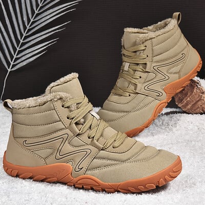 Νέες χειμερινές μπότες για άντρες Snow BareFoot Outdoor Αντιολισθητικά Αθλητικά παπούτσια με ζεστή γούνα Plus μέγεθος ελαφριά παπούτσια πεζοπορίας