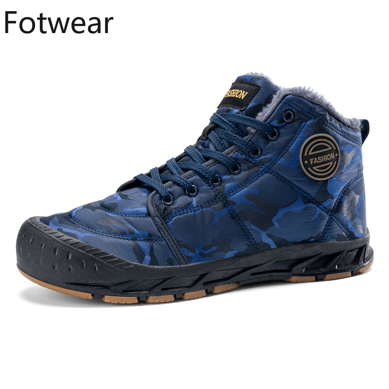 Obuća Zimske čizme za snijeg Muške tople plišane gležnjače Kamuflažne vanjske čizme Duge krznene ležerne tenisice Army Green Cipele za slobodno vrijeme