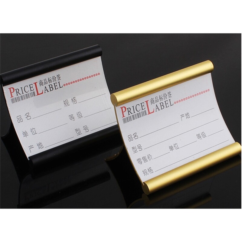 70*50 mm Metalna aluminijska legura Držač za stolni natpis Držač kartice Zaslon s cijenom Stalak za papir Uredski klub Poslovni školski restoran
