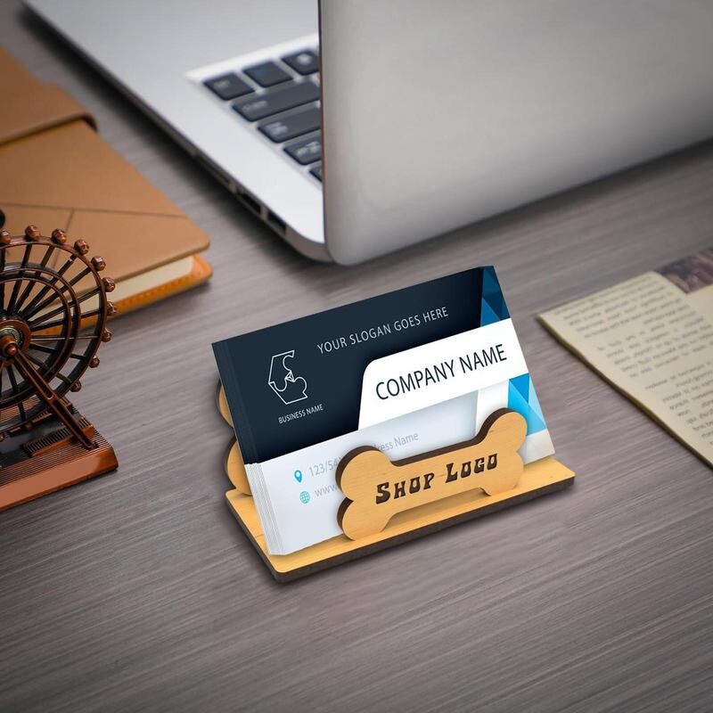 Držač za posjetnice od pseće kosti Elegantni držač i stalak Organizator za posjetnice Drveni otvoreni stalak za posjetnice izrezbarena seoska kuća